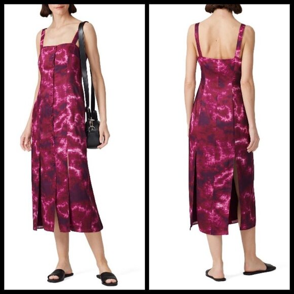 💕CINQ A SEPT💕 Tie Dye Alexa Satin Midi Dress - Picture 9 of 16